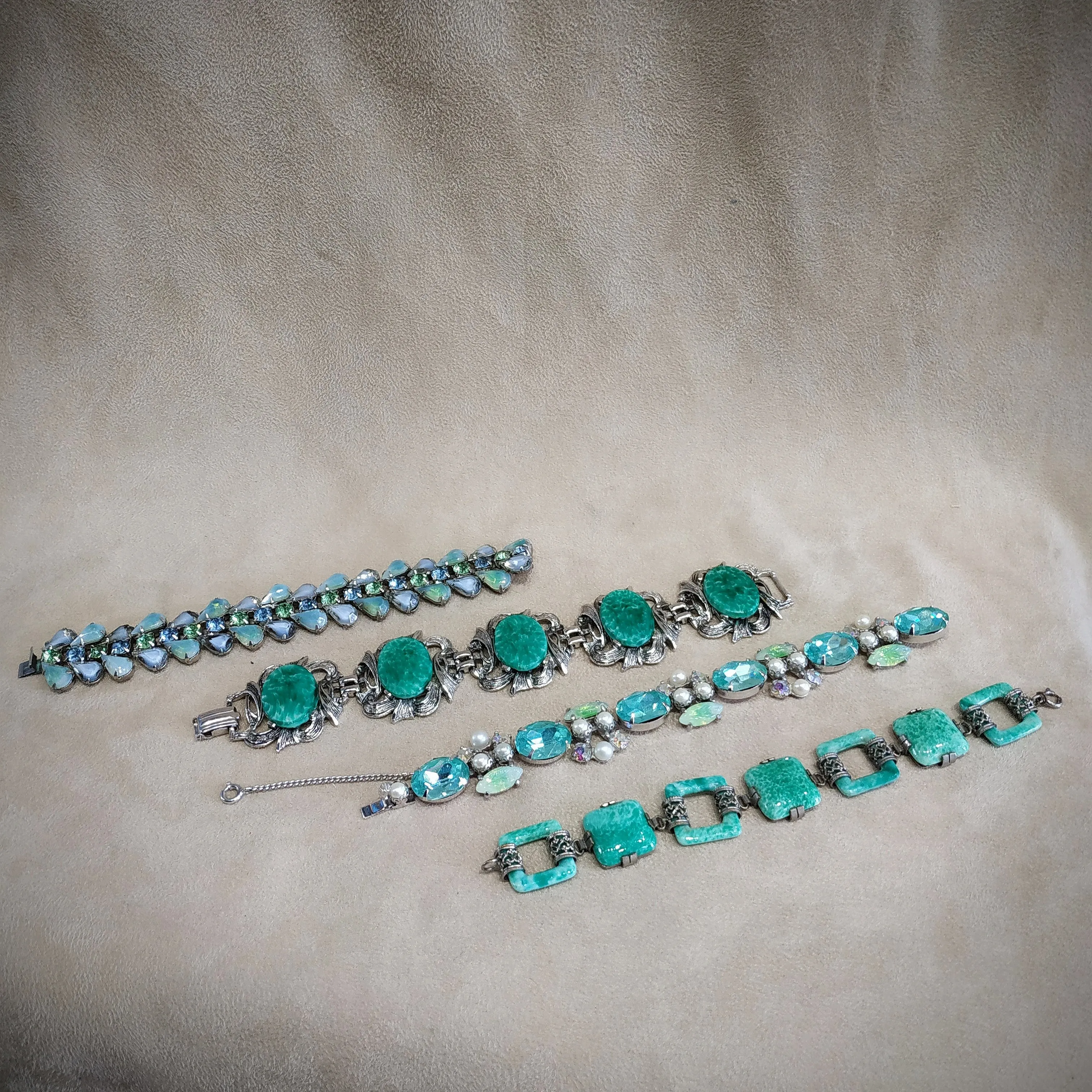 Jade Green Silver Vintage Bracelet