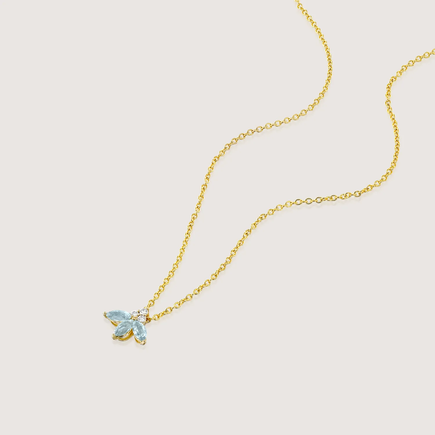 Jeanne Poisson Necklace Aquamarine & Diamonds