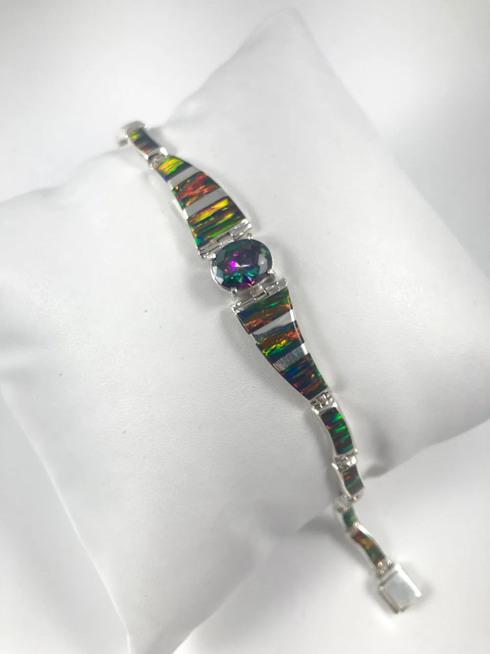 Lab Opal & Mystic Topaz set in Sterling Silver Bracelet