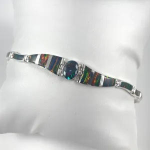 Lab Opal & Mystic Topaz set in Sterling Silver Bracelet