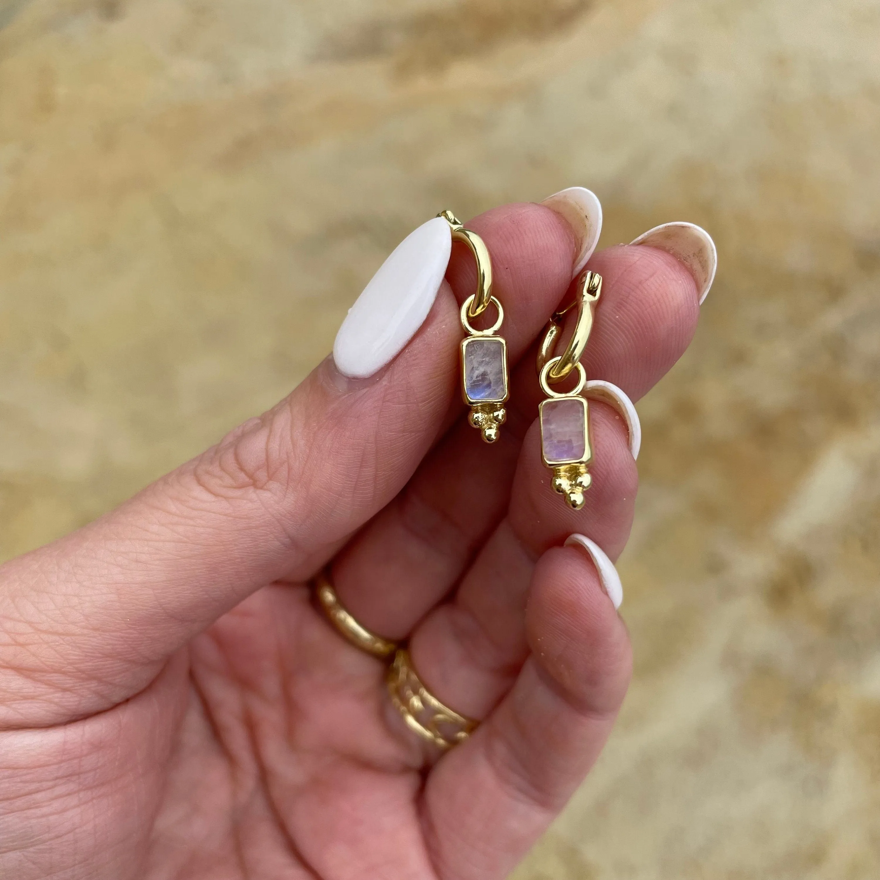 Lia Gold Rainbow Moonstone Mini Hoop Earrings
