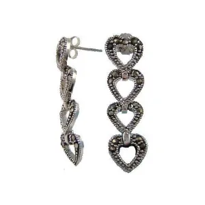 Marcasite Gemstone Heart Earrings