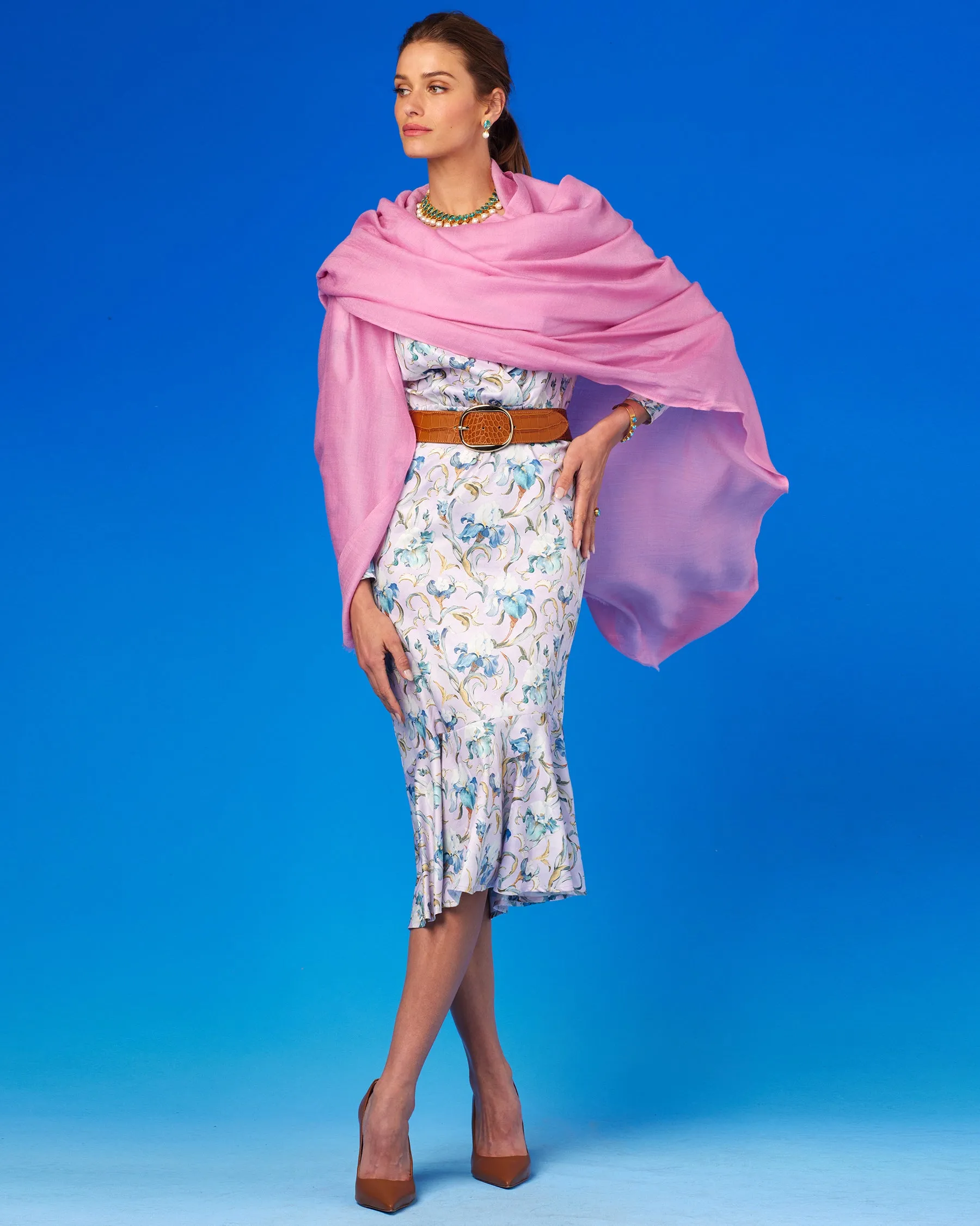 Marielle Midi Ruffle Dress in Lavender Iris