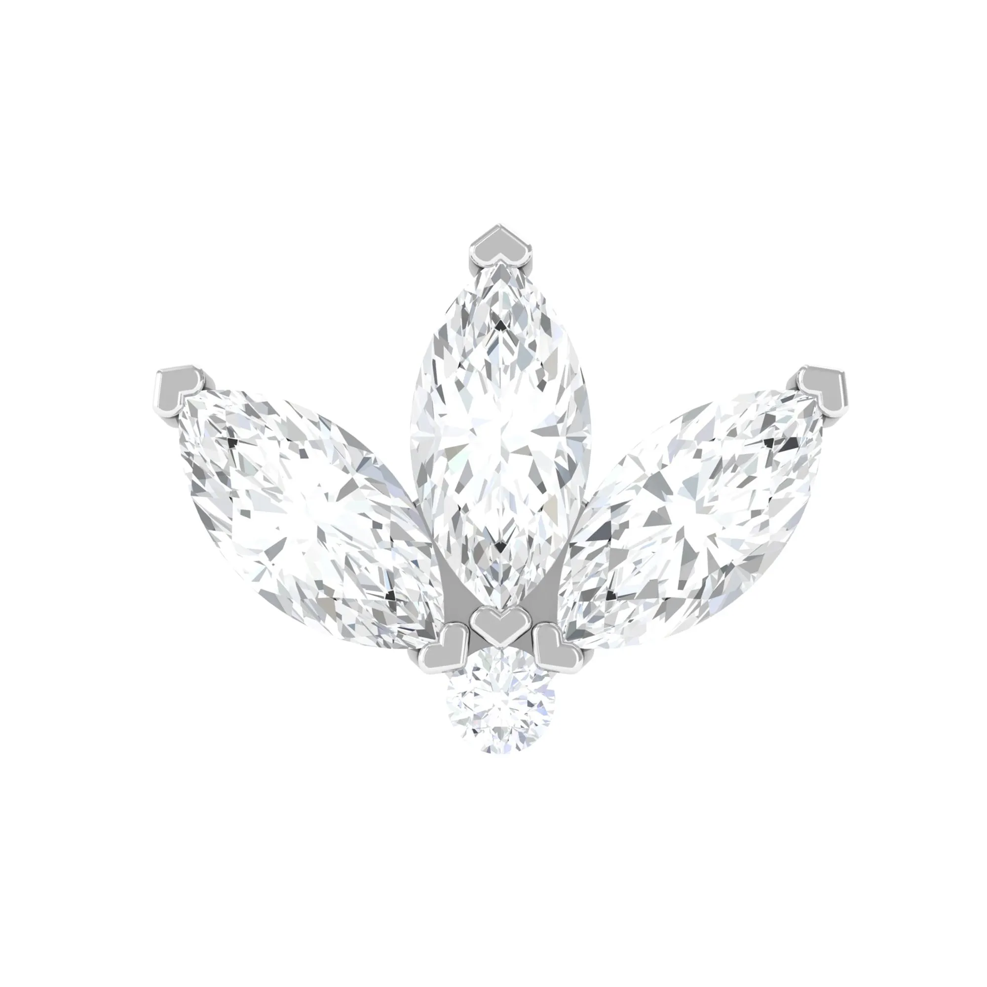 Marquise Moissanite Lotus Flower Cartilage Earring