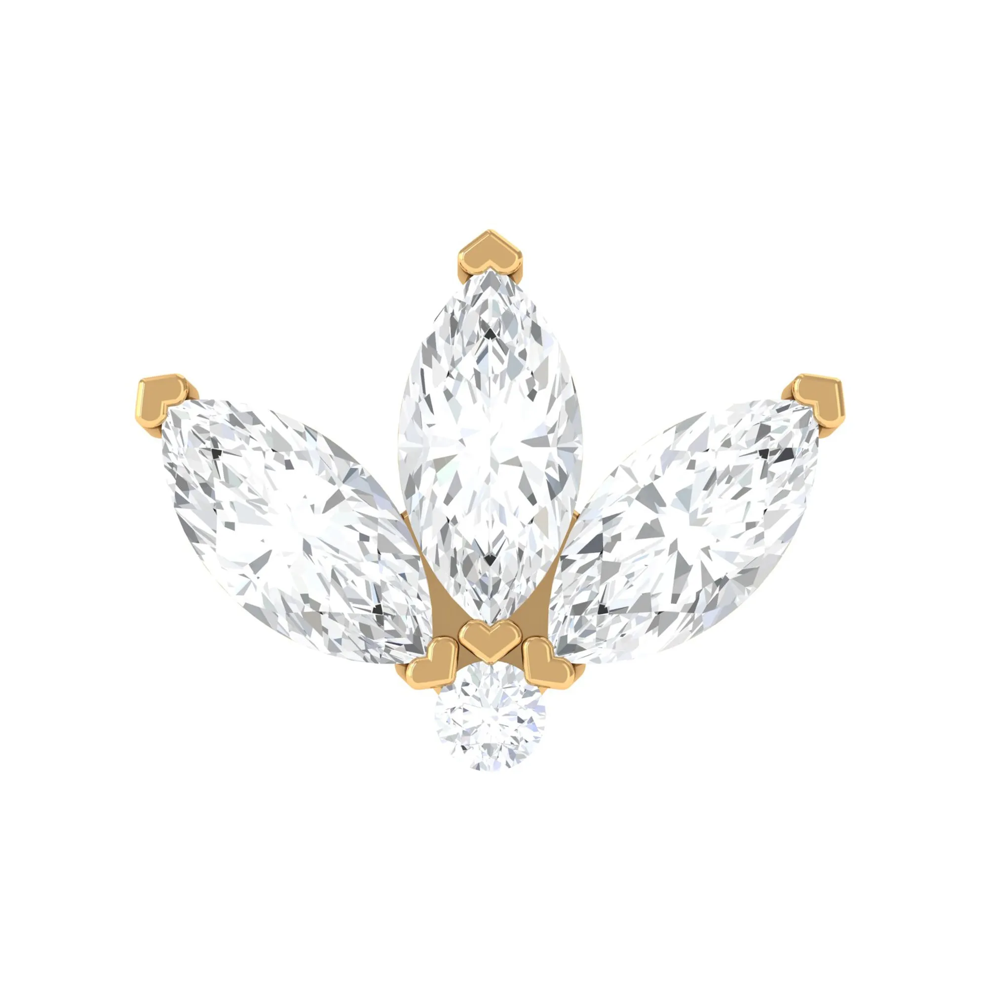 Marquise Moissanite Lotus Flower Cartilage Earring