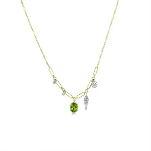 Meira T Yellow Gold Peridot Paperclip Necklace