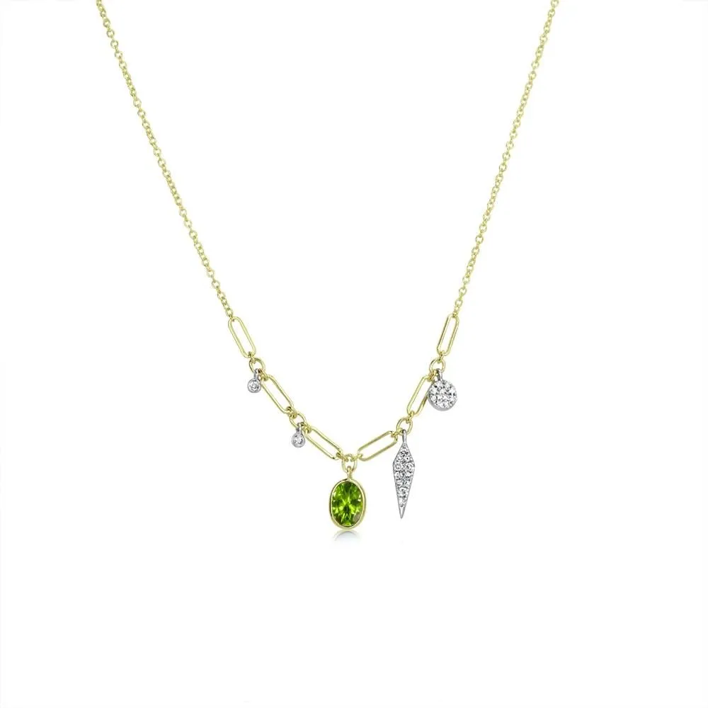Meira T Yellow Gold Peridot Paperclip Necklace