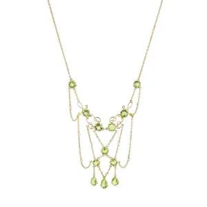 Mid-century Peridot and Pearl Bib Necklace
