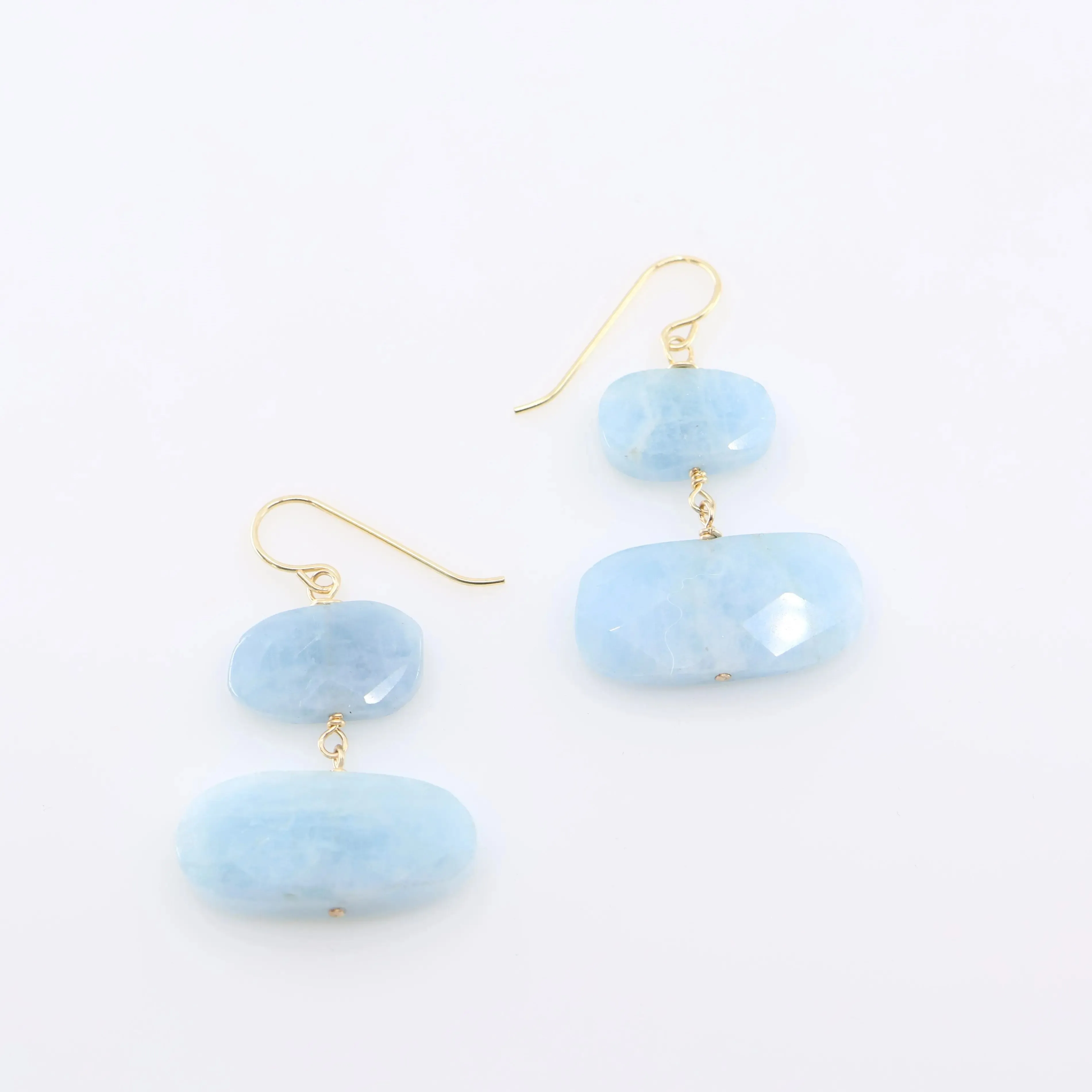 Milky Aquamarine Double Gemstone Earrings