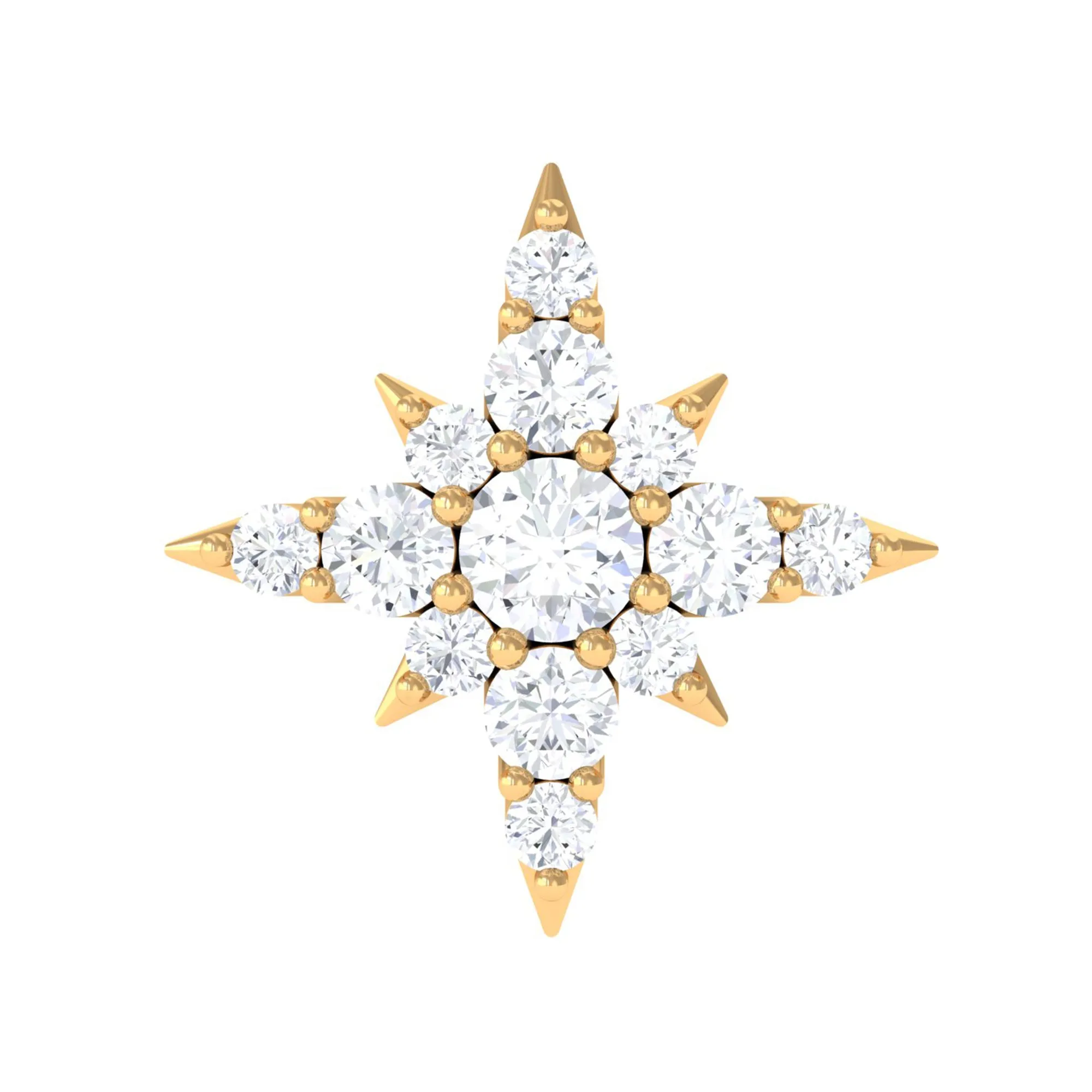 Moissanite Starburst Cartilage Earring in Gold
