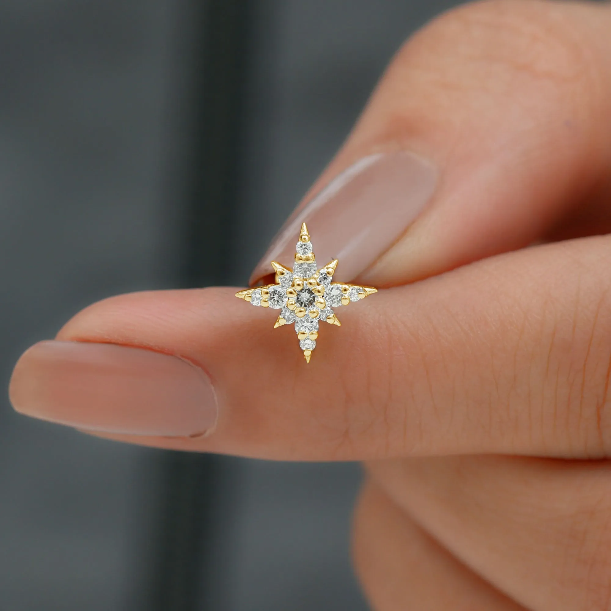 Moissanite Starburst Cartilage Earring in Gold