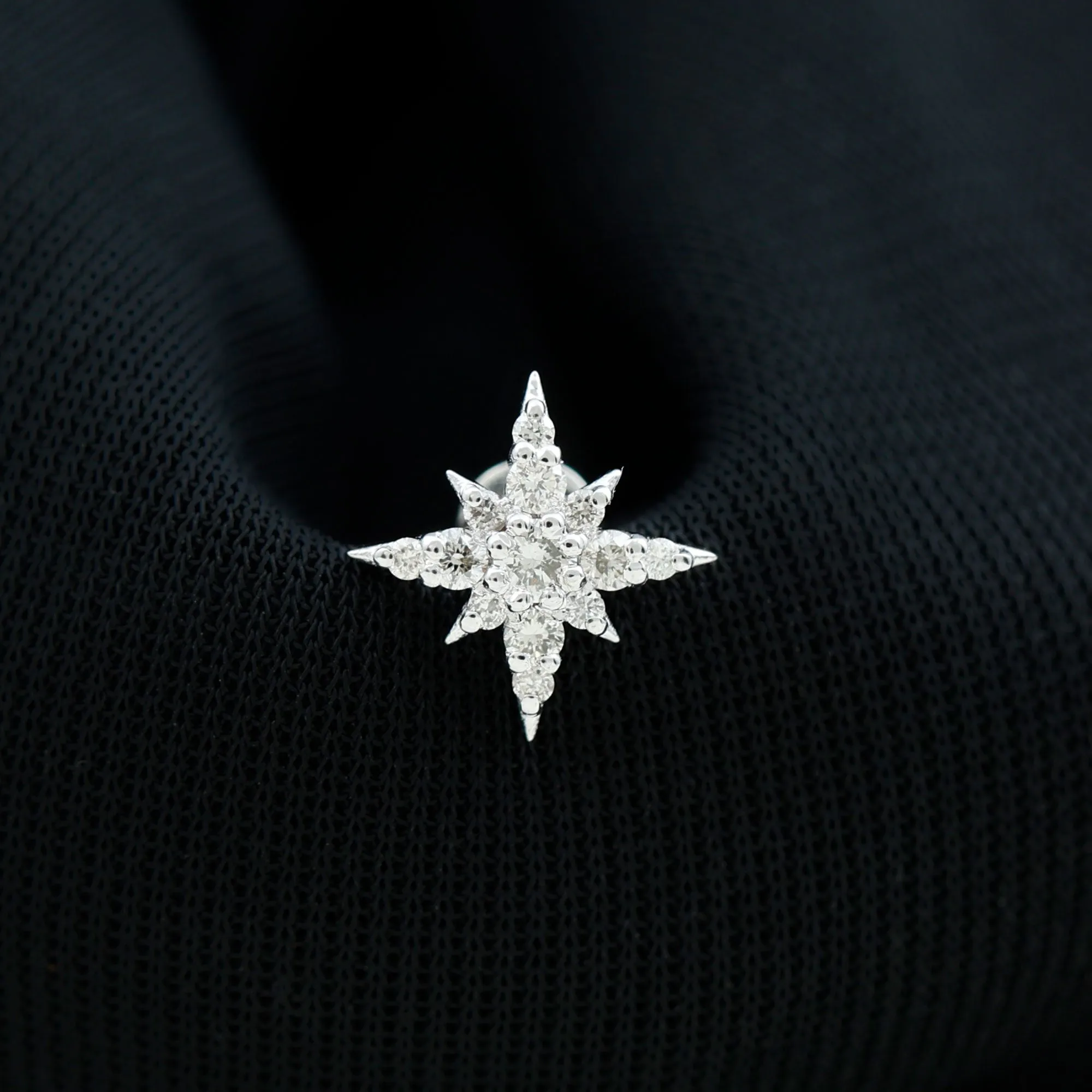 Moissanite Starburst Cartilage Earring in Gold
