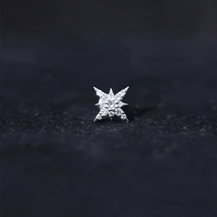 Moissanite Starburst Cartilage Earring in Gold