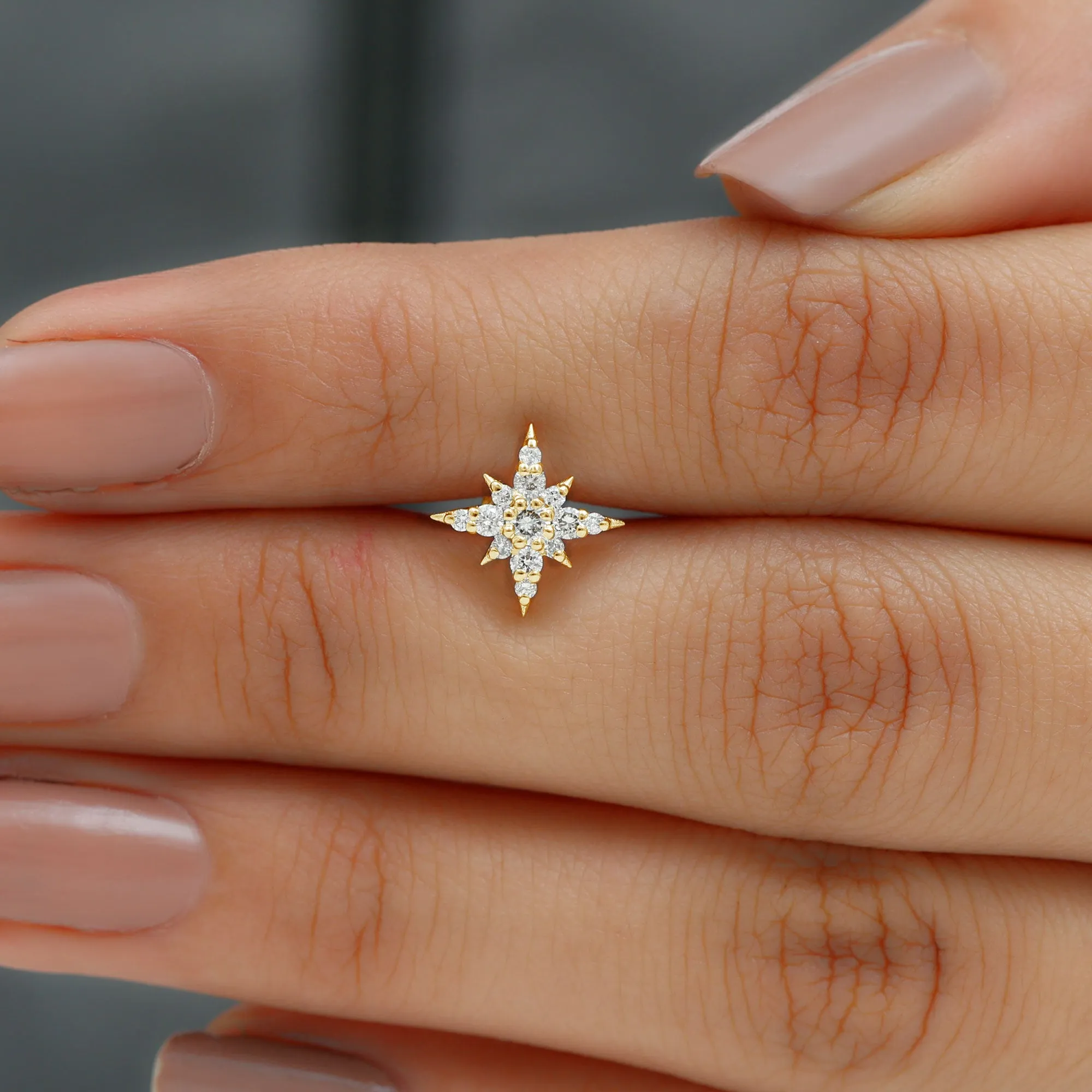 Moissanite Starburst Cartilage Earring in Gold