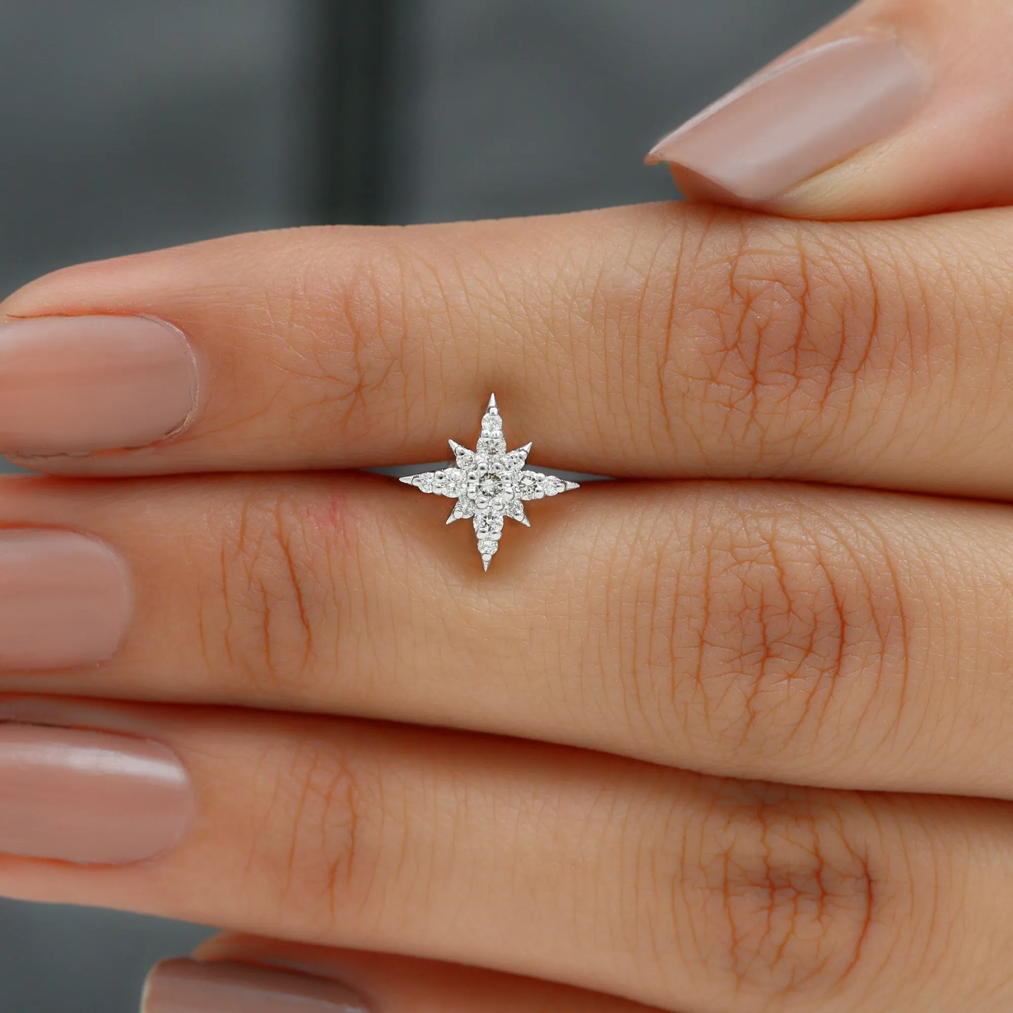 Moissanite Starburst Cartilage Earring in Gold