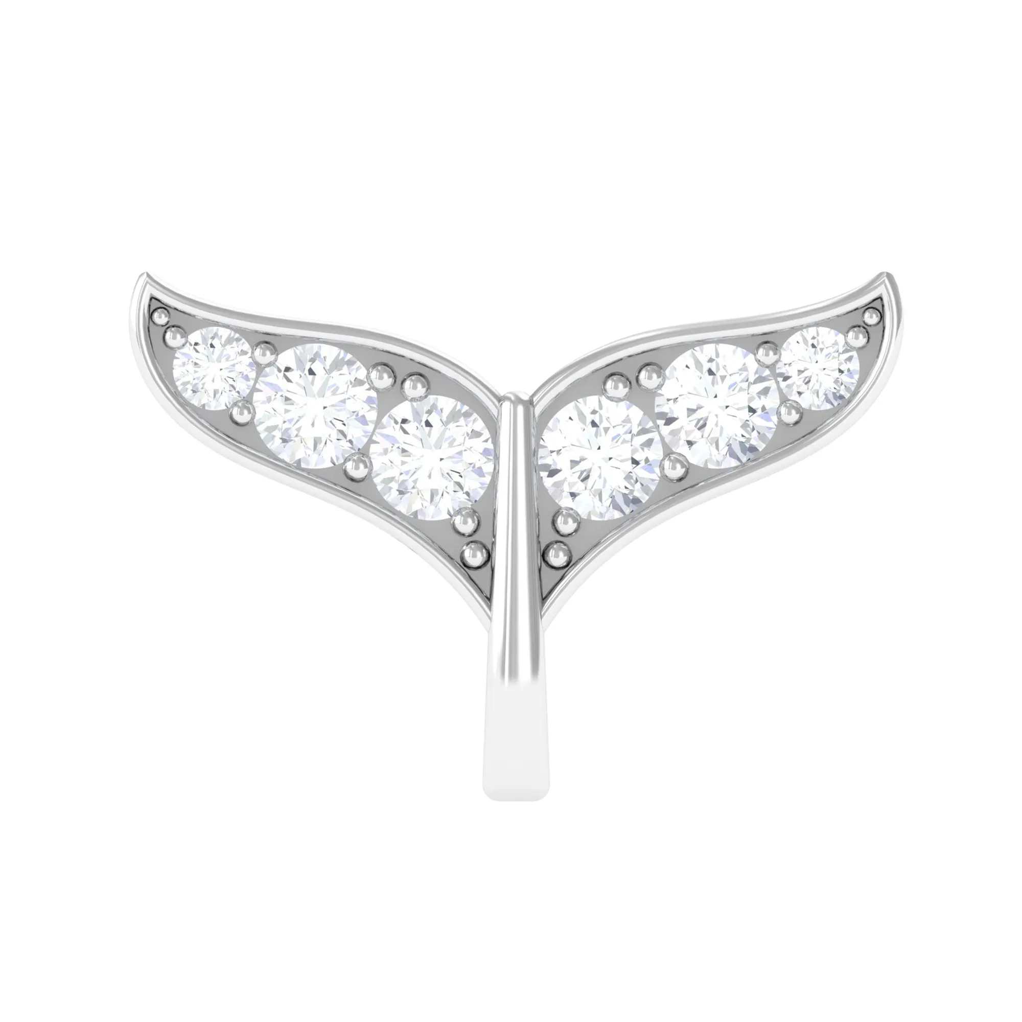 Moissanite Whale Tail Earring for Cartilage Piercing