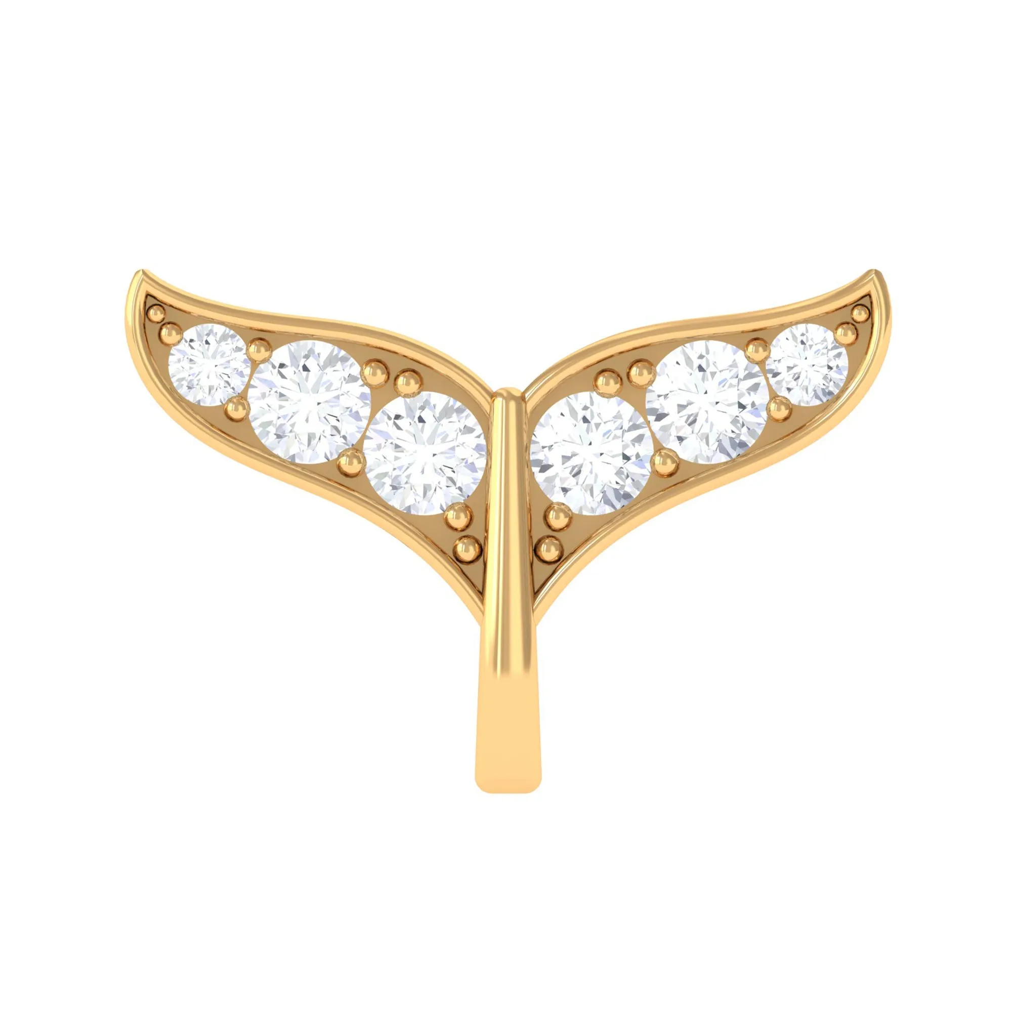 Moissanite Whale Tail Earring for Cartilage Piercing