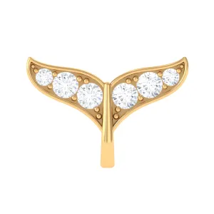 Moissanite Whale Tail Earring for Cartilage Piercing