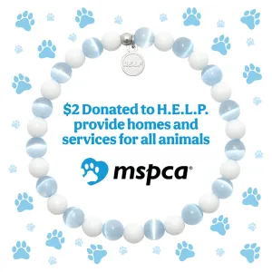 MSPCA Charity Stacker: Blue Selenite & White Jade Bracelet