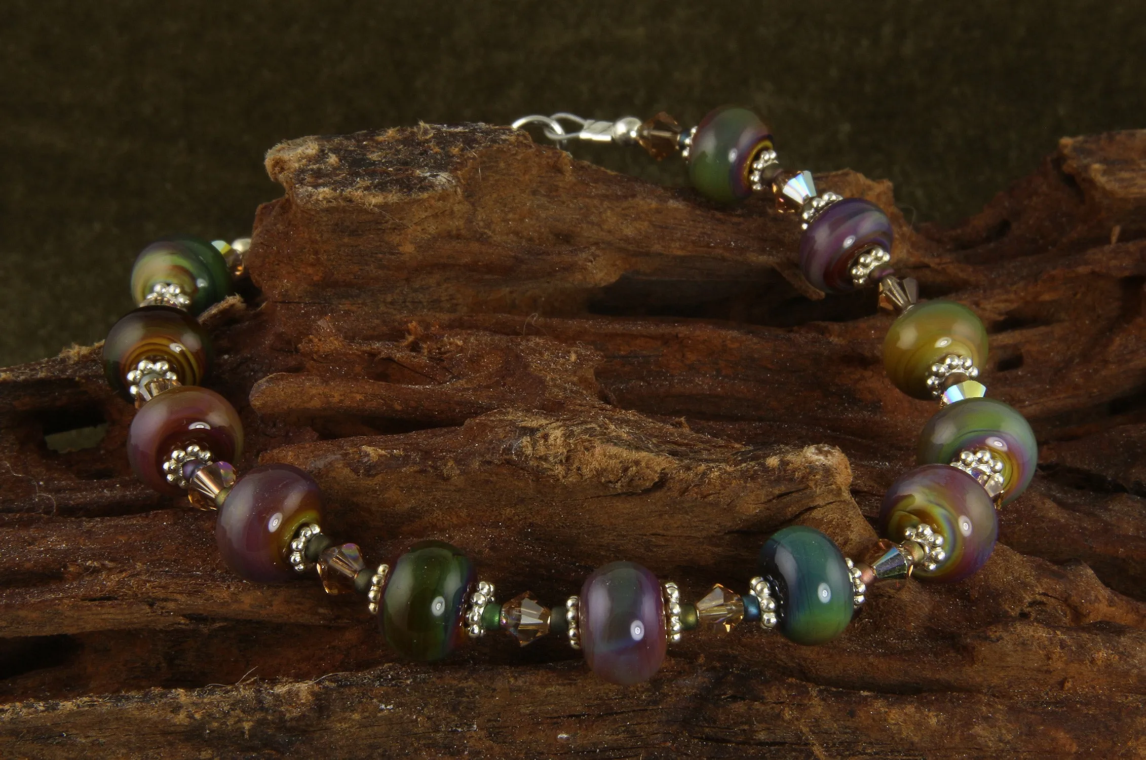 Mystic Topaz Crystal Lampwork Bracelet