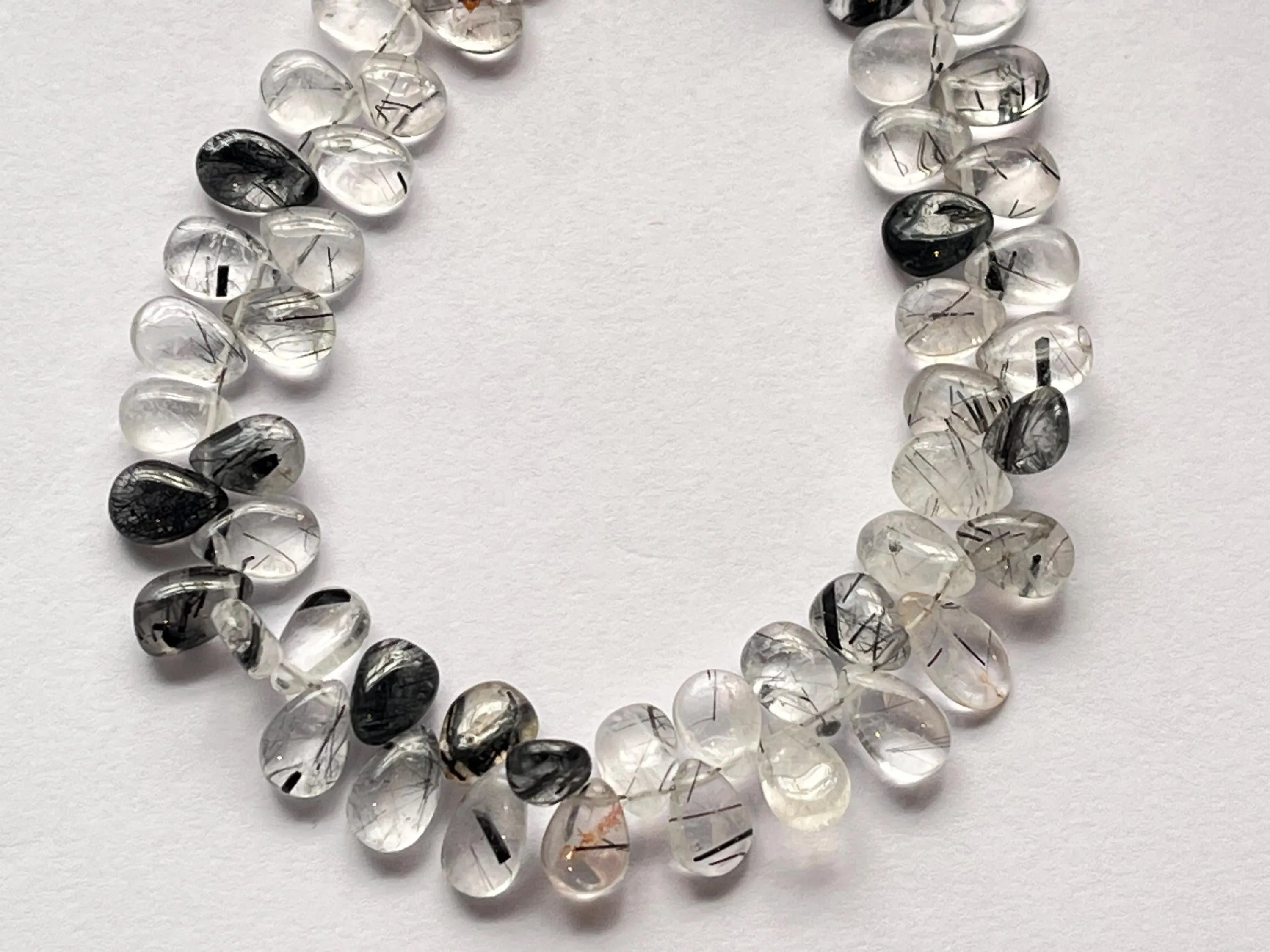 Natural Black Rutile smooth pear shape beads