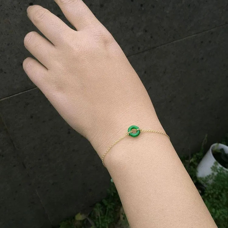 Natural Jade Bracelet Jadeite 18k Gold-Filled Bracelet NB143