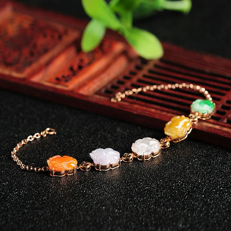 Natural Jade Bracelet Jadeite Gold Pixiu Bracelet BT07