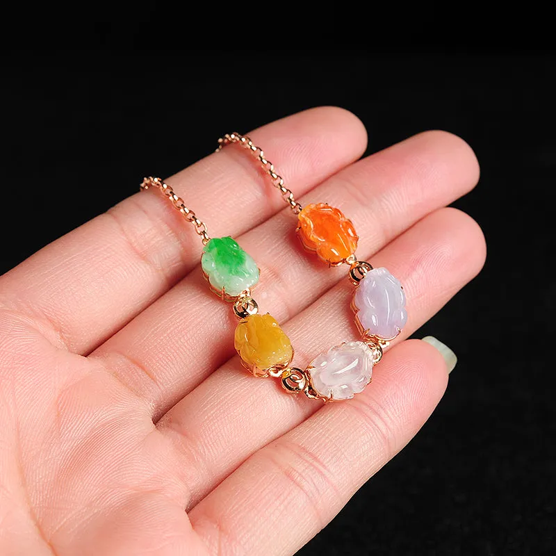 Natural Jade Bracelet Jadeite Gold Pixiu Bracelet BT07