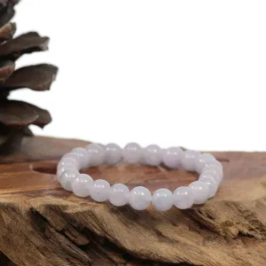 Natural Jadeite Jade Round Lavender Beads Bracelet ( 8mm )