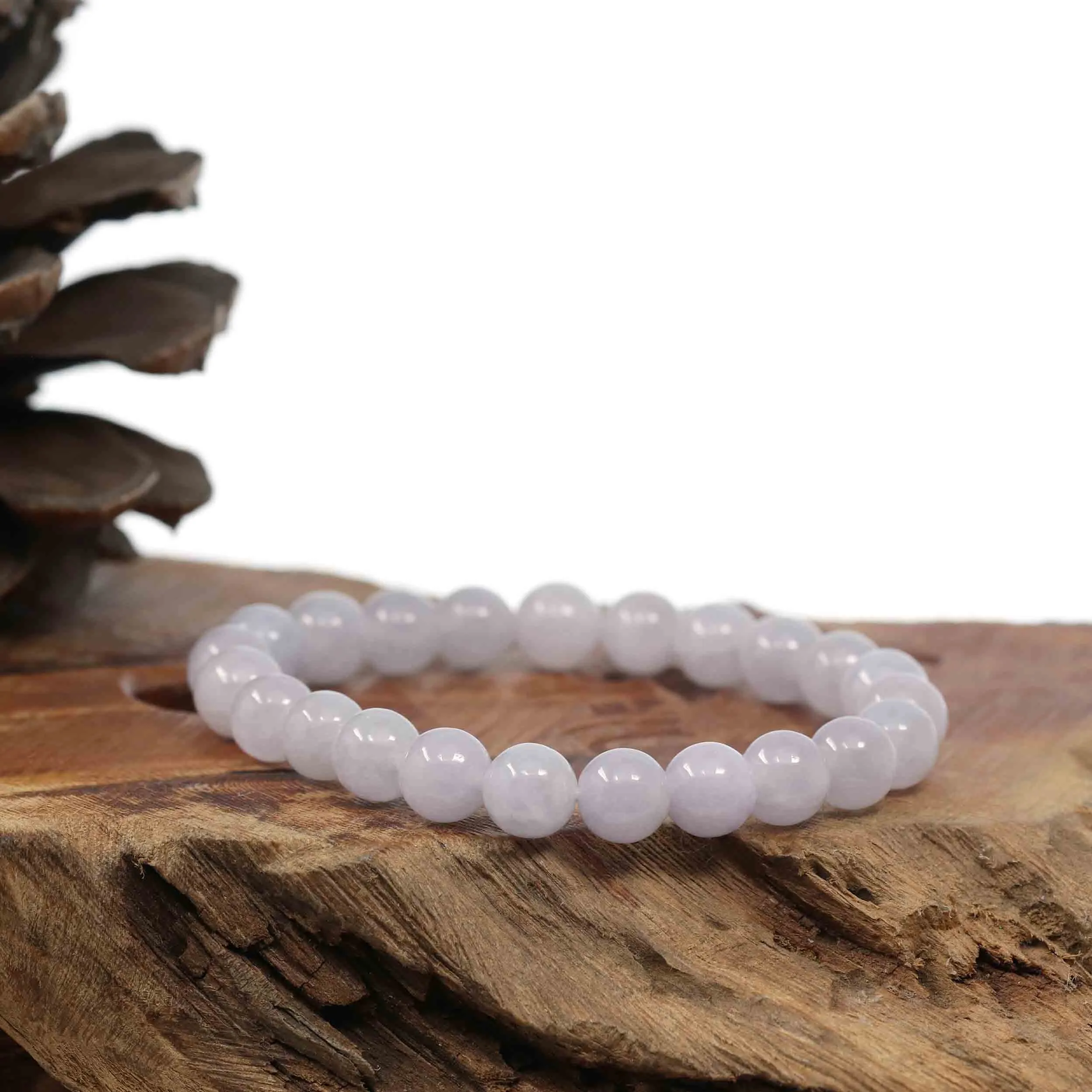 Natural Jadeite Jade Round Lavender Beads Bracelet ( 8mm )