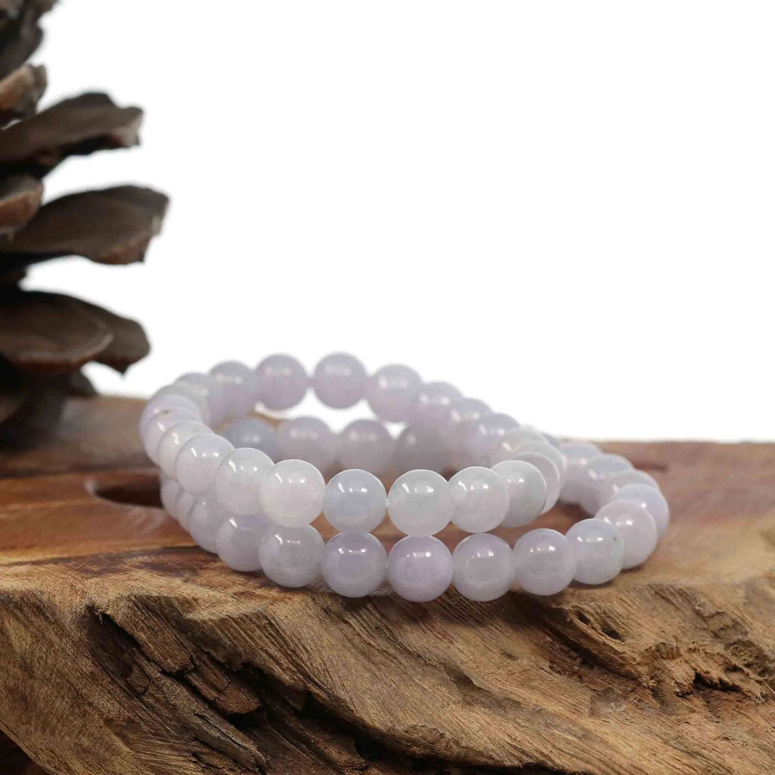 Natural Jadeite Jade Round Lavender Beads Bracelet ( 8mm )