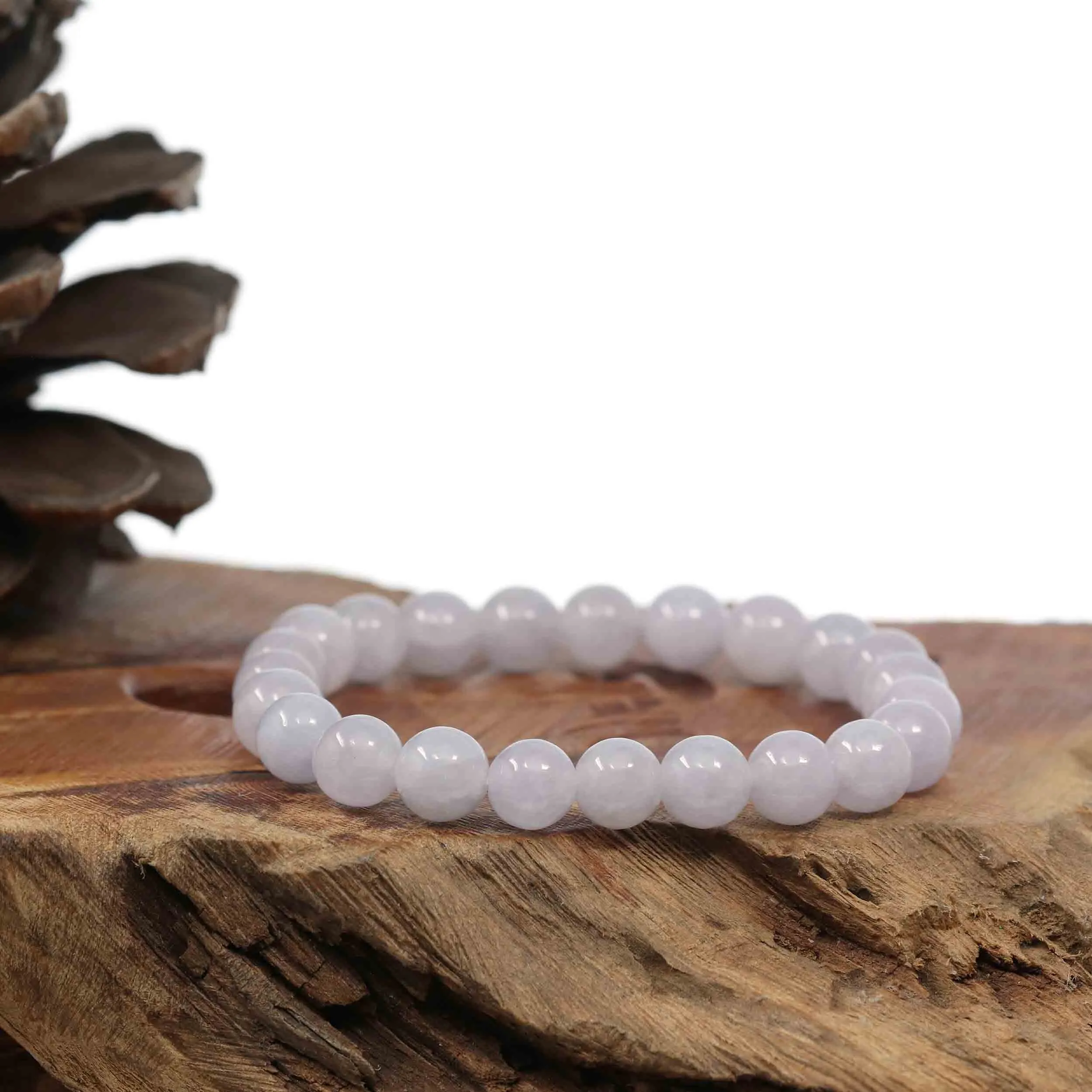 Natural Jadeite Jade Round Lavender Beads Bracelet ( 8mm )