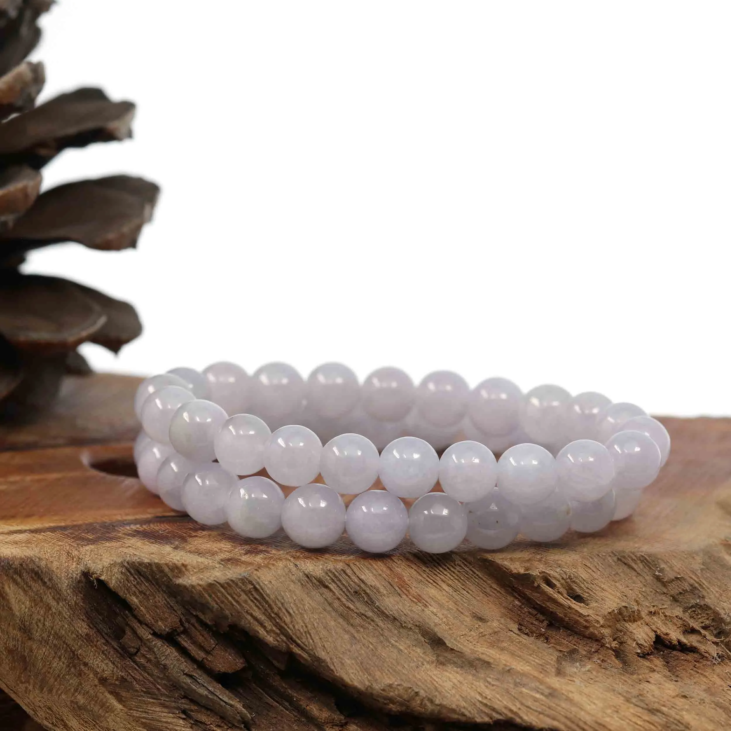 Natural Jadeite Jade Round Lavender Beads Bracelet ( 8mm )