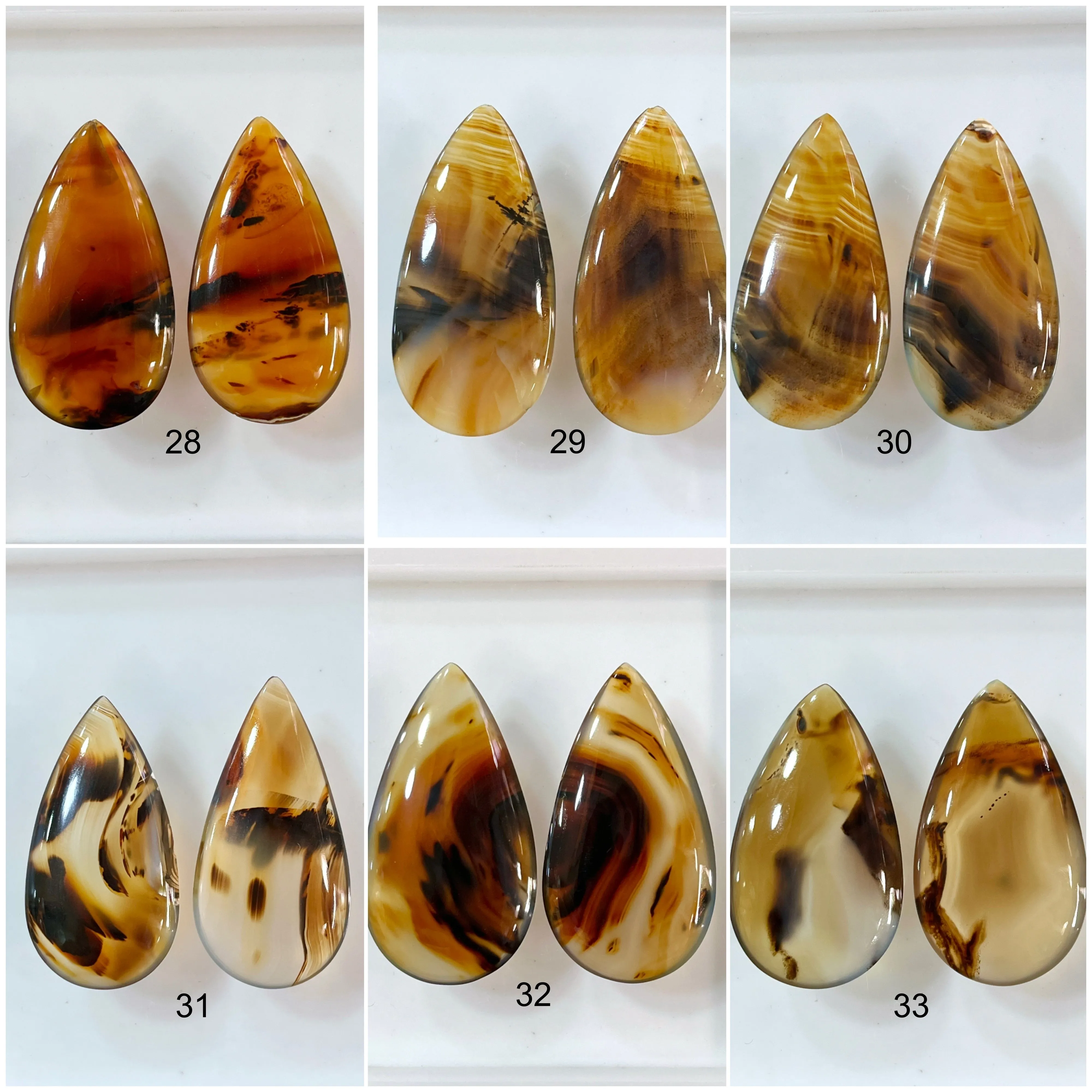 Natural Montana Agate Gemstone Loose Pair