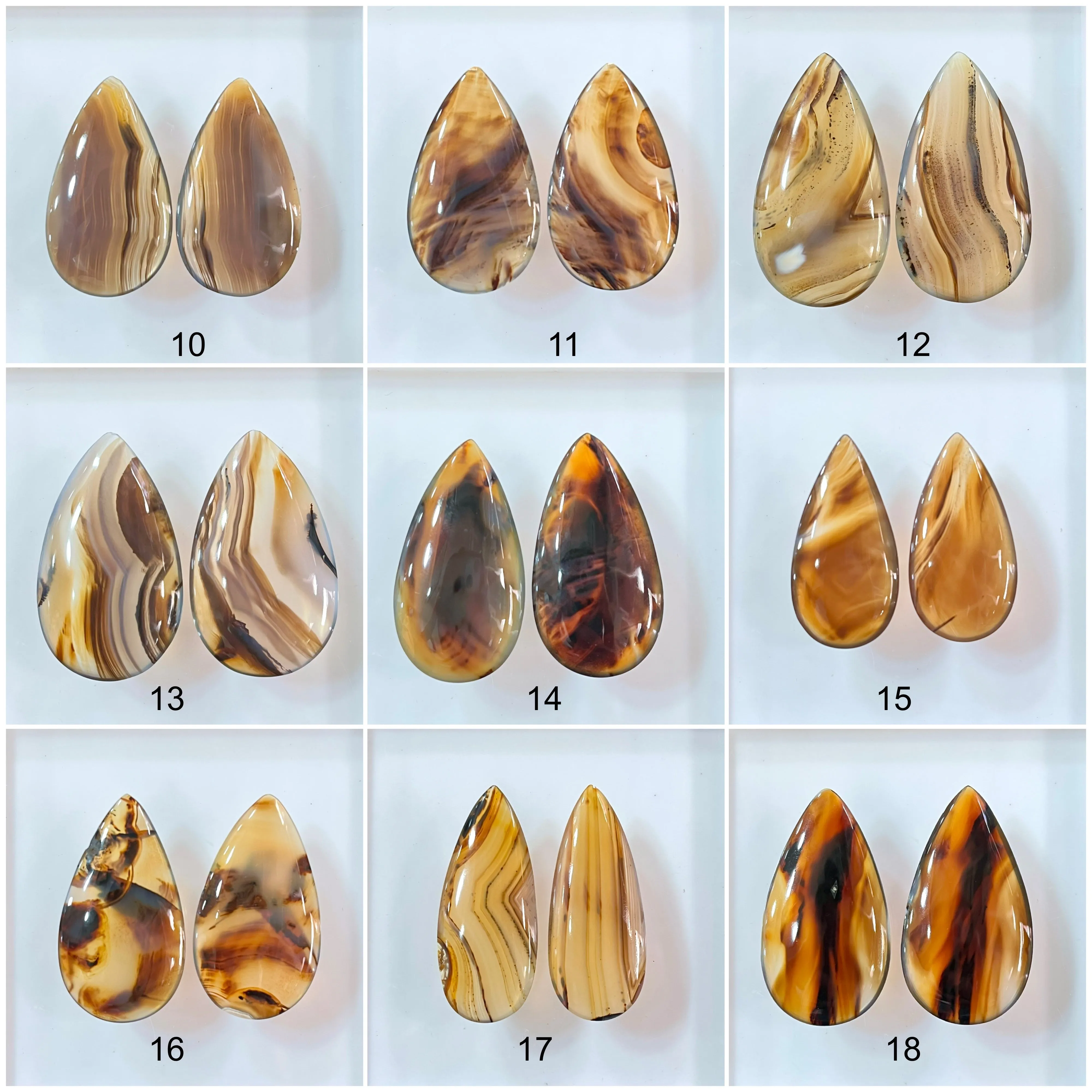 Natural Montana Agate Gemstone Loose Pair