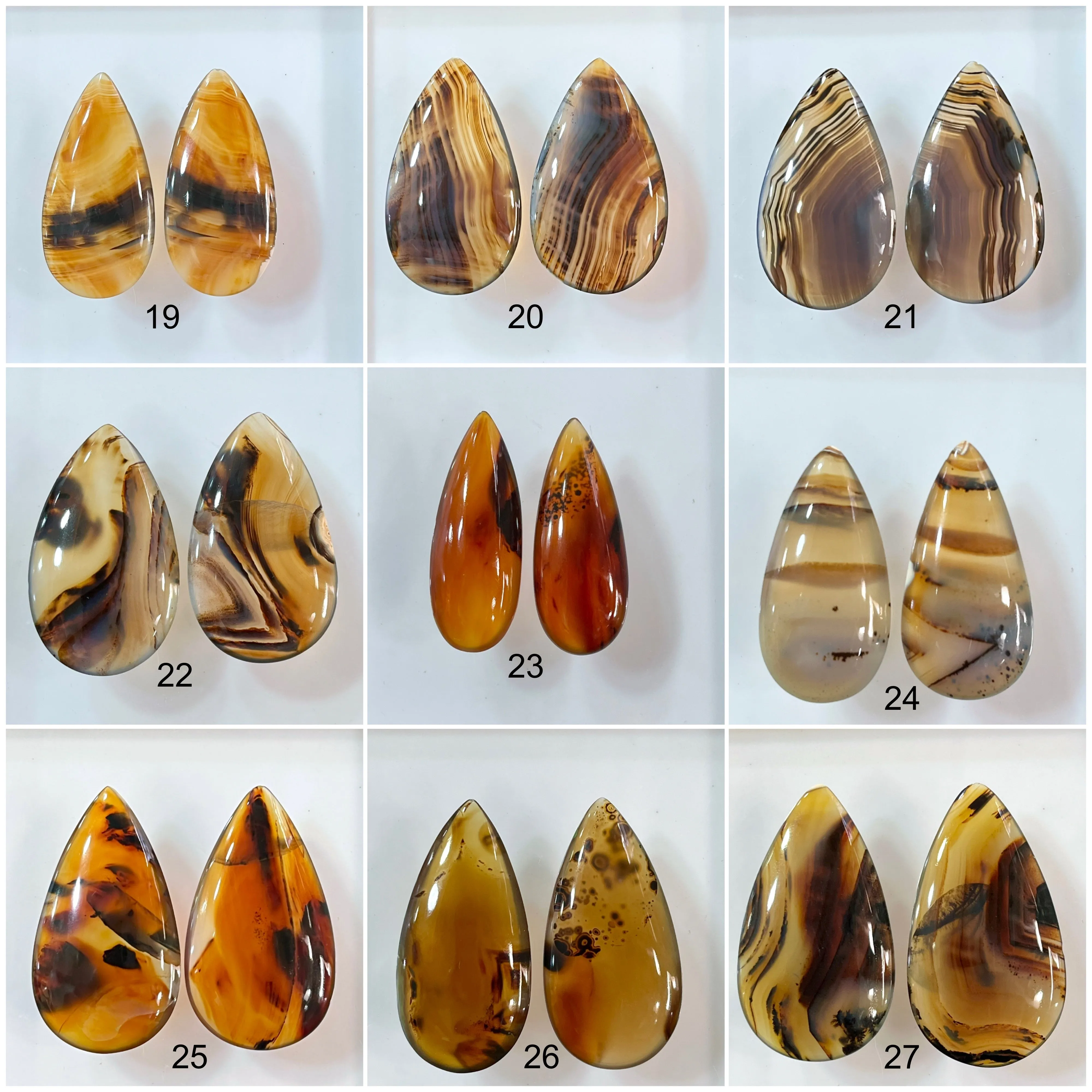 Natural Montana Agate Gemstone Loose Pair