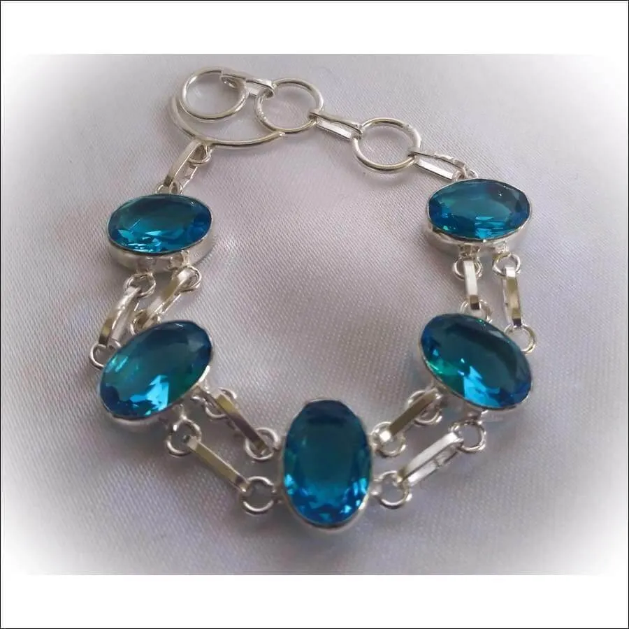 Natural Swiss Blue Topaz Bracelet