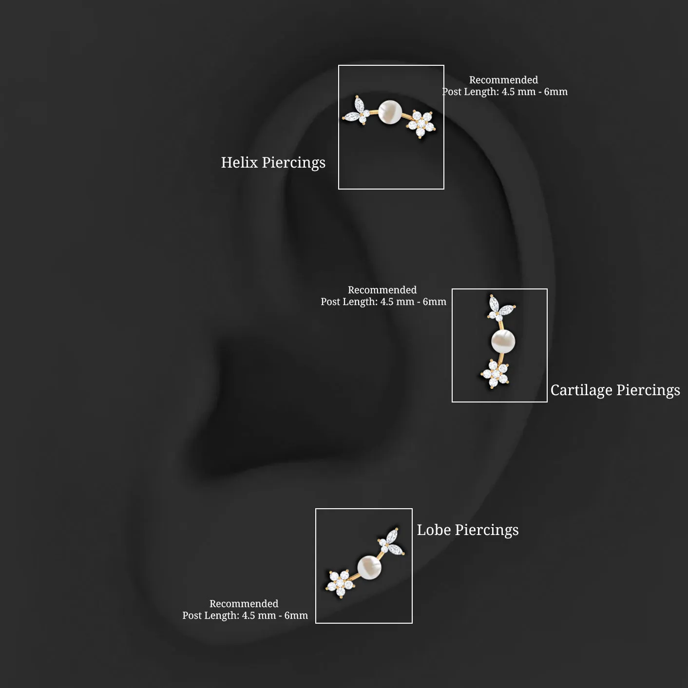 Nature Inspired Freshwater Pearl and Moissanite Crawler Earring