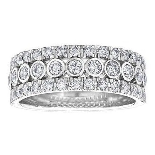 One Carat Three Row Ladies Ring