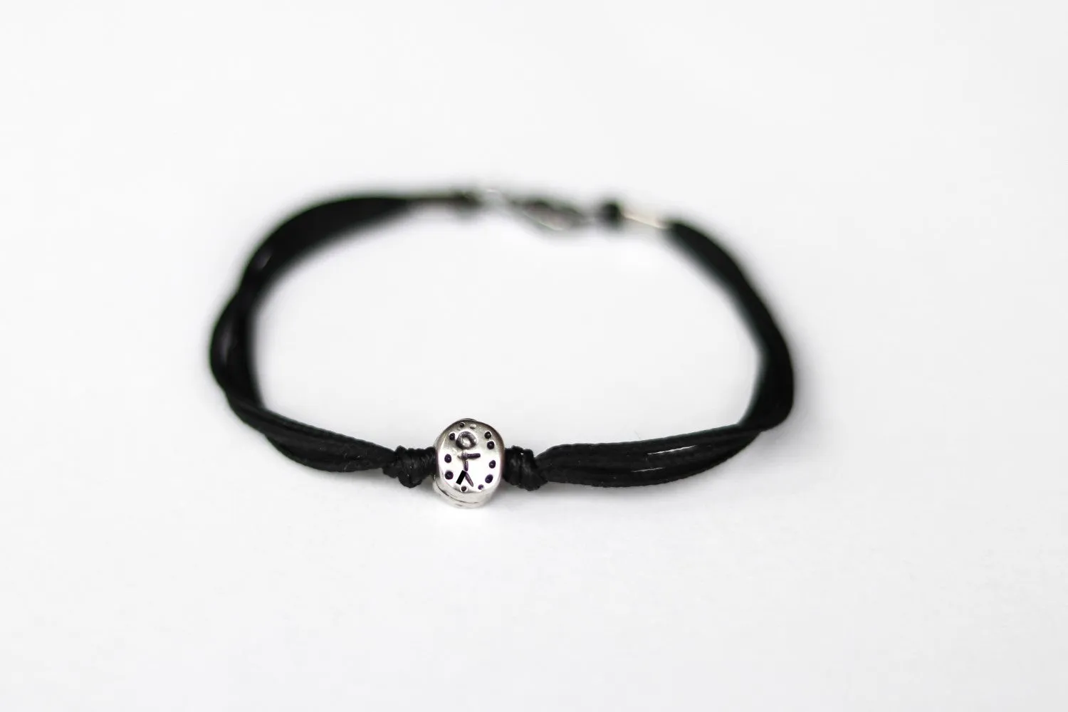 One kid bracelet with one child charm for men, custom black bracelet, father dad bracelet, personalised