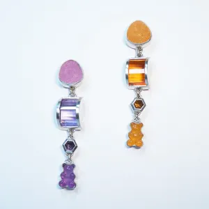 Oozing Earrings No. 2 in Purple and Orange by Vanessa Shum