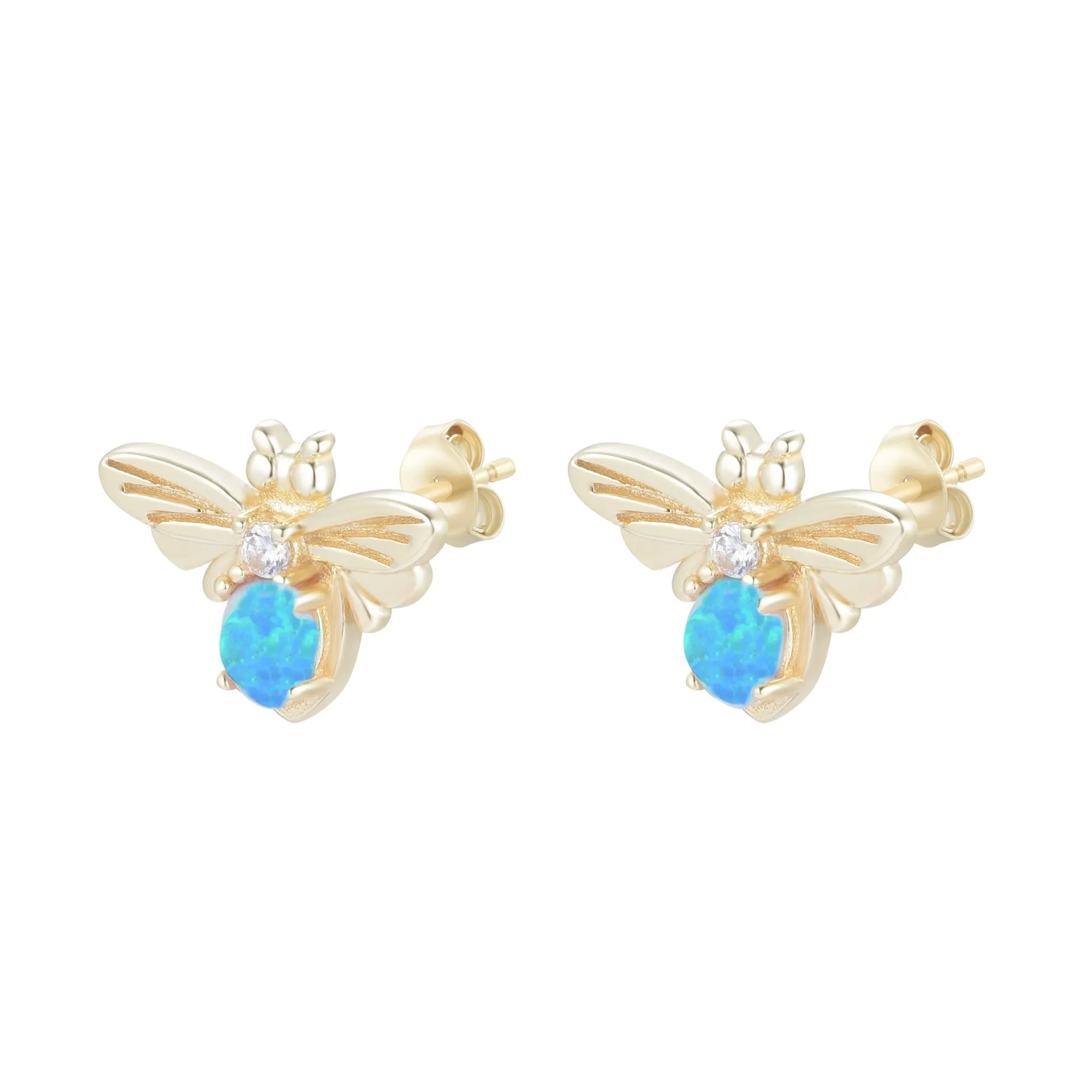 Opal Bee Stud Earrings