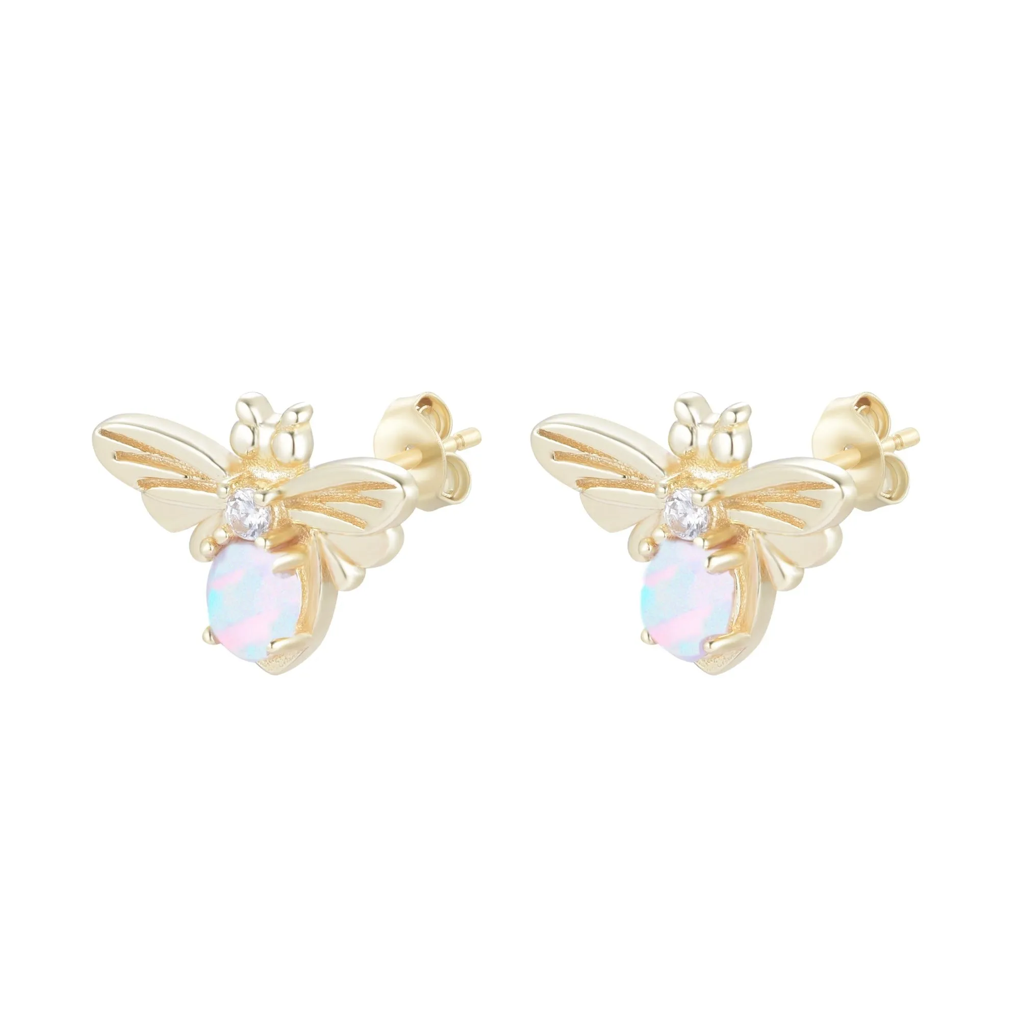 Opal Bee Stud Earrings