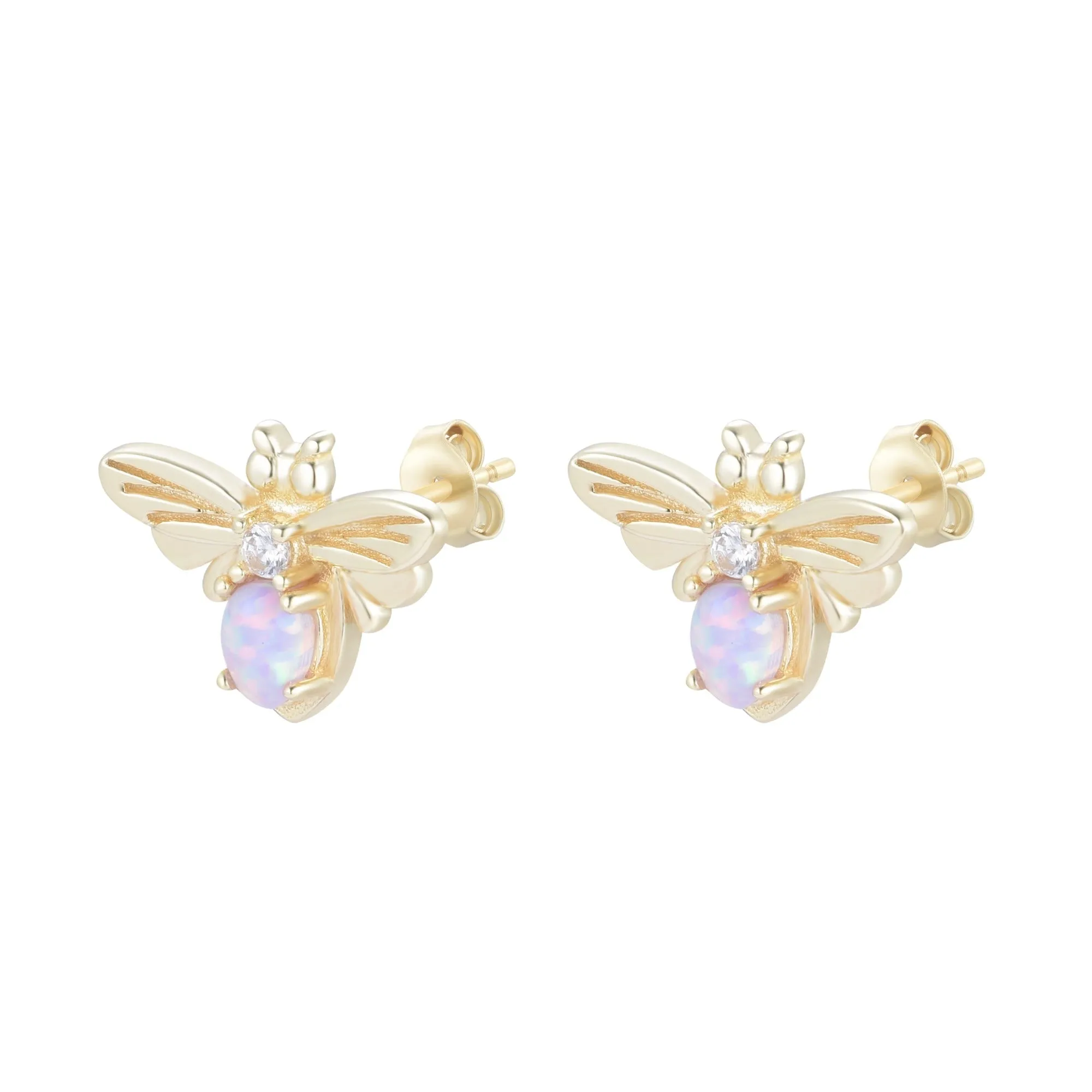 Opal Bee Stud Earrings