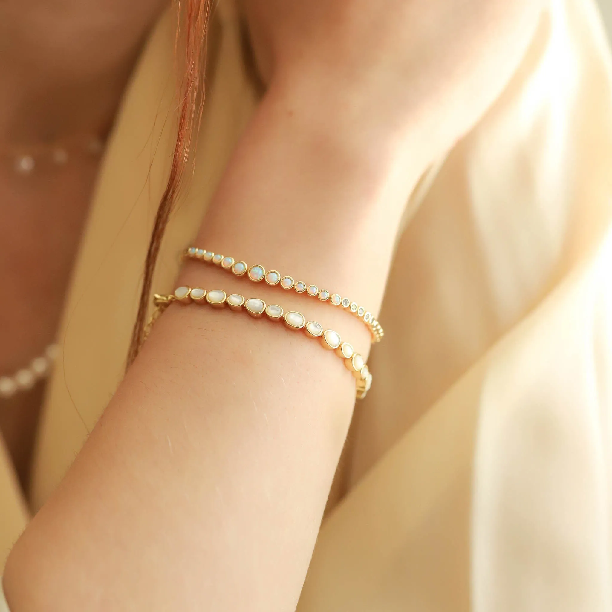 Opal Bezel Set Bolo Bracelet