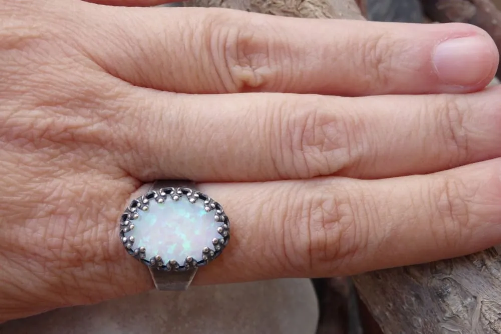 Opal dark silver Ring