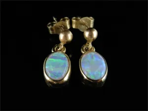 Opal Gold Earrings 1.20Ct Opal 9Ct Yellow Gold