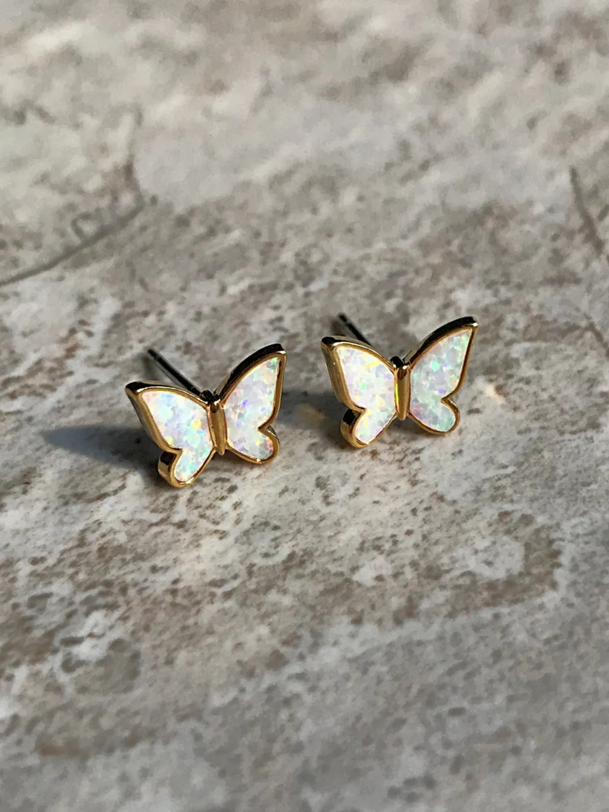 Opal Inlay Butterfly Posts