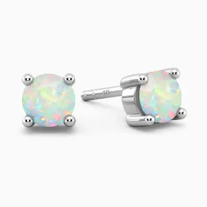 Opal Round Shape Stud Earrings in Sterling Silver - Irosk Australia ®