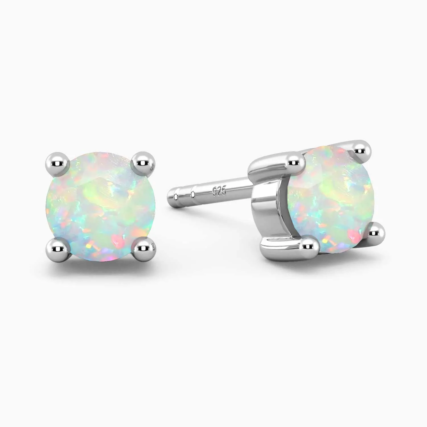 Opal Round Shape Stud Earrings in Sterling Silver - Irosk Australia ®